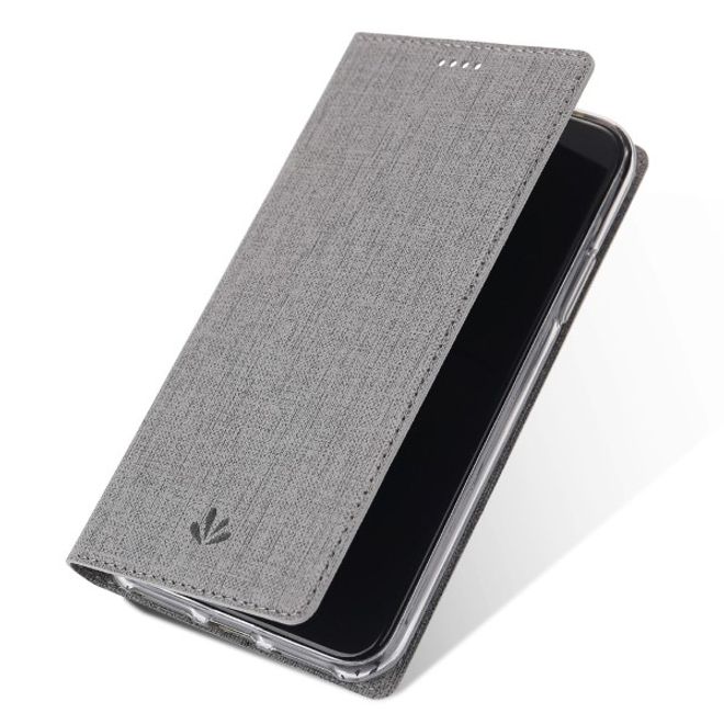 Vili Dmx - Huawei Y6 (2018) Hülle - Case aus Leder - mit Standfunktion - grau