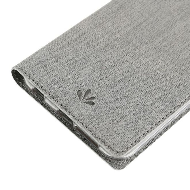 Vili Dmx - Huawei Y6 (2018) Hülle - Case aus Leder - mit Standfunktion - grau
