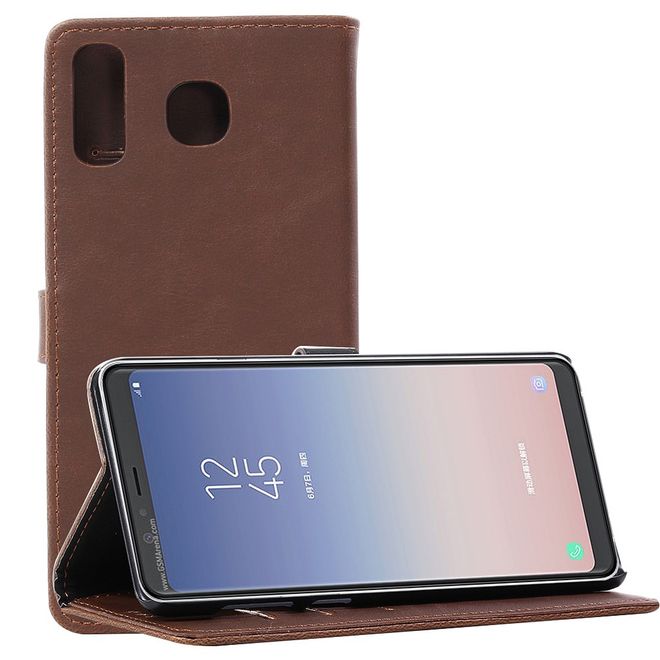 Samsung Galaxy A8 Star / A9 Star Handyhülle - Crazy Horse IV Leder Bookcover Series - kaffeefarben