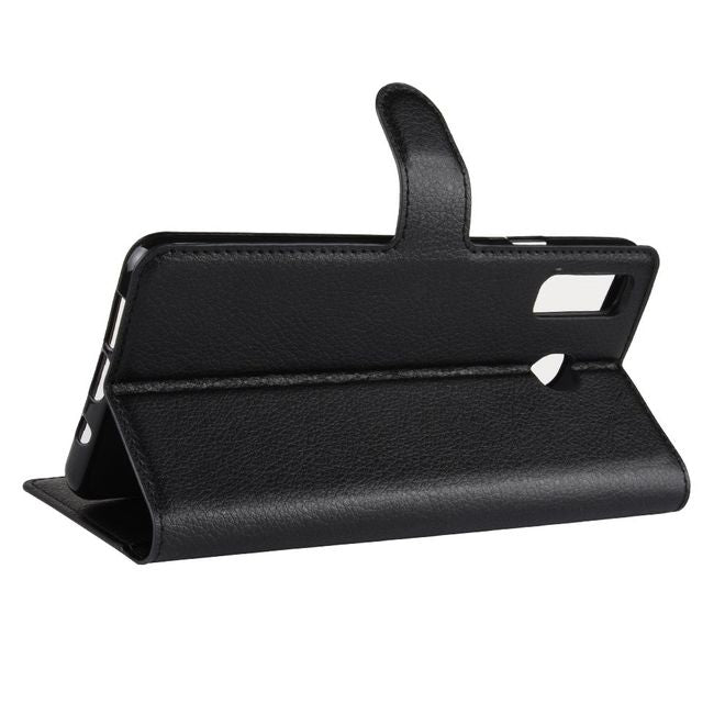 Samsung Galaxy A8 Star / A9 Star Handy Hülle - Litchi Leder Bookcover Series - schwarz