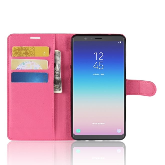 Samsung Galaxy A8 Star / A9 Star Handy Hülle - Litchi Leder Bookcover Series - rosa