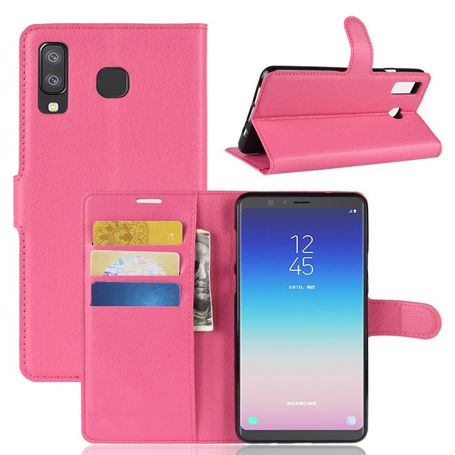 Samsung Galaxy A8 Star / A9 Star Handy Hülle - Litchi Leder Bookcover Series - rosa