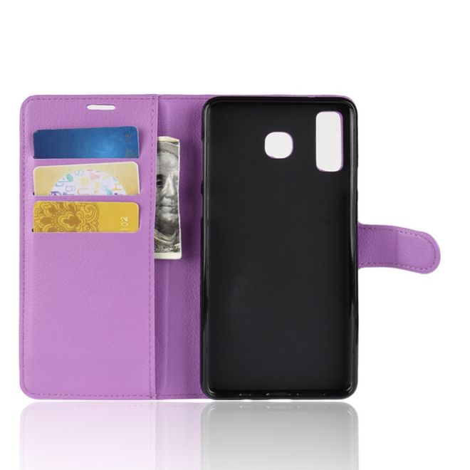Samsung Galaxy A8 Star / A9 Star Handy Hülle - Litchi Leder Bookcover Series - purpur