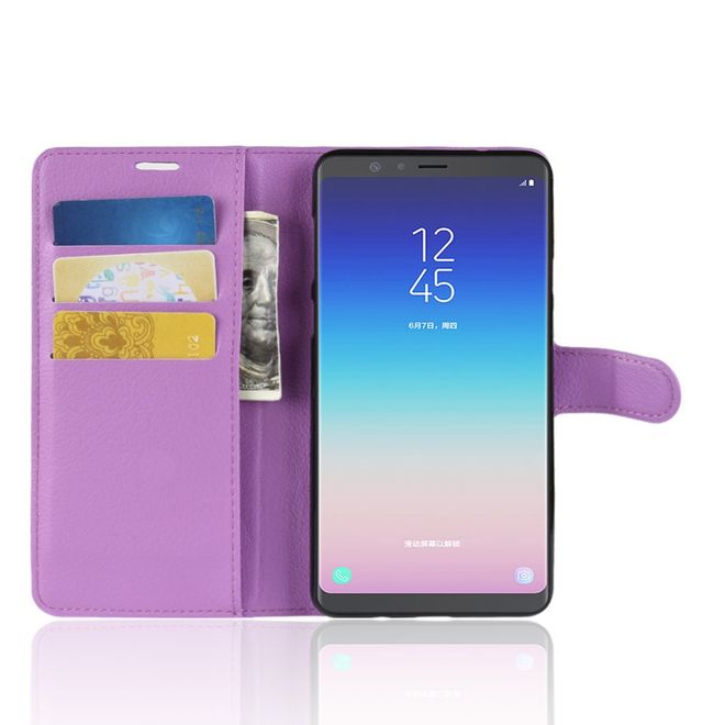 Samsung Galaxy A8 Star / A9 Star Handy Hülle - Litchi Leder Bookcover Series - purpur