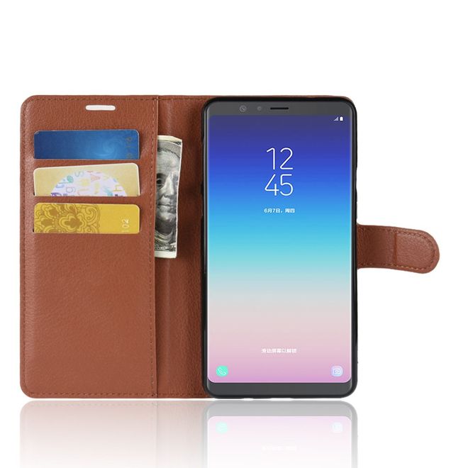 Samsung Galaxy A8 Star / A9 Star Handy Hülle - Litchi Leder Bookcover Series - braun