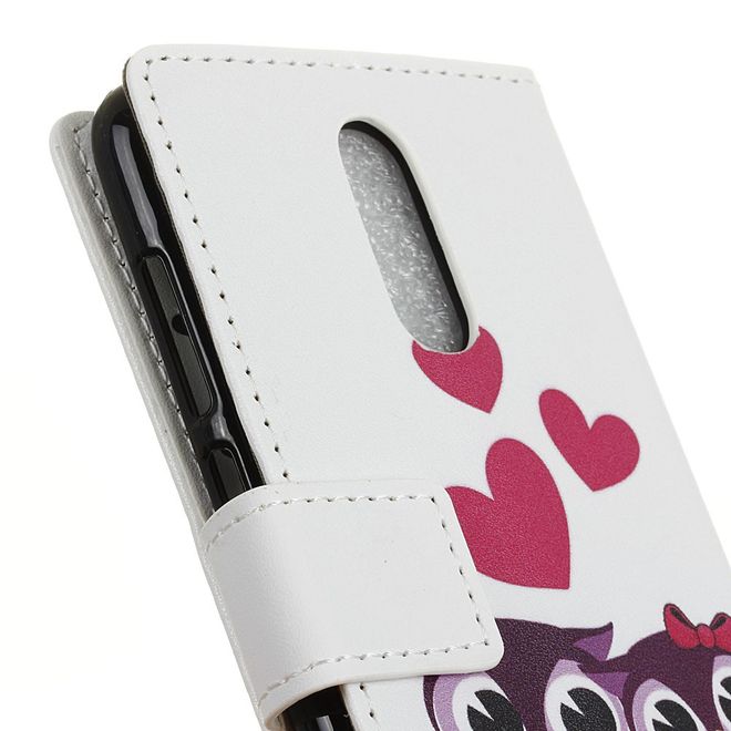 LG Q7 / Q7+ Handyhülle - Leder Bookcover Image II Series - glückliche Eulen