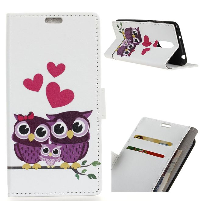 LG Q7 / Q7+ Handyhülle - Leder Bookcover Image II Series - glückliche Eulen