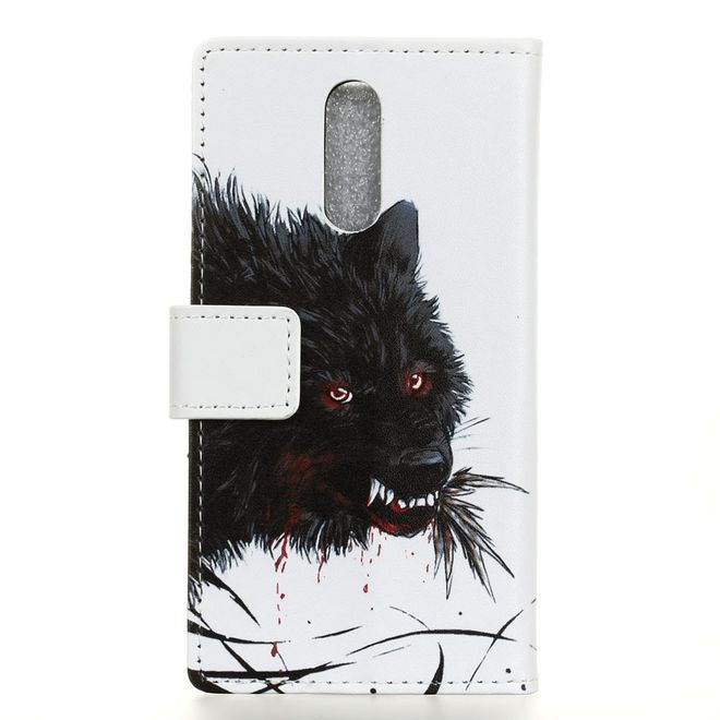 LG Q7 / Q7+ Handyhülle - Leder Bookcover Image II Series - schwarzer Wolf