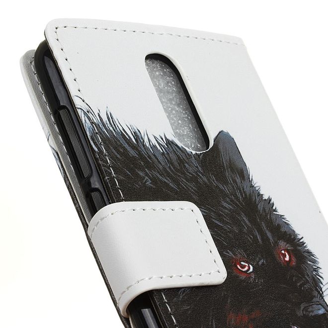 LG Q7 / Q7+ Handyhülle - Leder Bookcover Image II Series - schwarzer Wolf