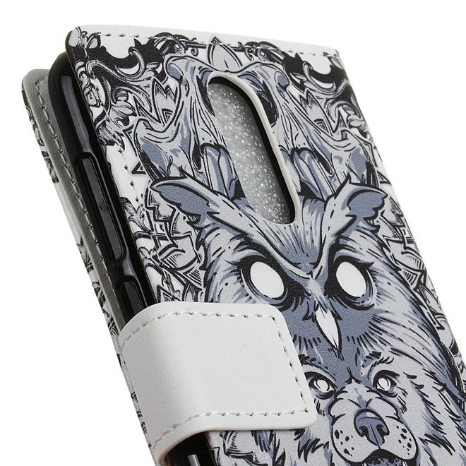 LG Q7 / Q7+ Handyhülle - Leder Bookcover Image II Series - abstrakte Eule