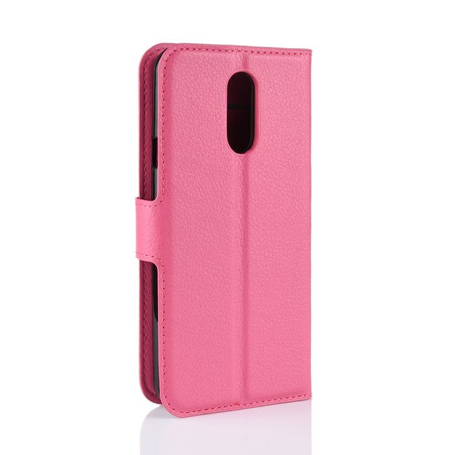 LG Q7 / Q7+ Handy Hülle - Litchi Leder Bookcover Series - rosa