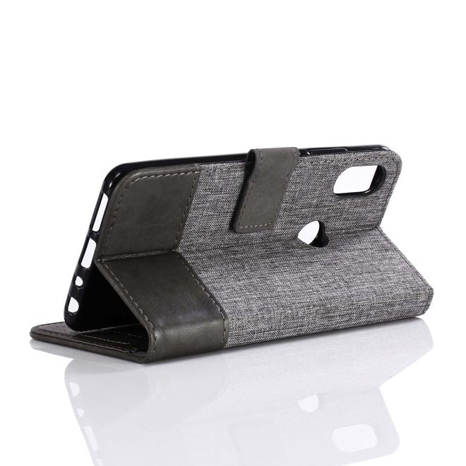Muxma - Xiaomi Redmi Note 5 Pro Handy Hülle - zweifarbiges Bookcover - mit Standfunktion - grau