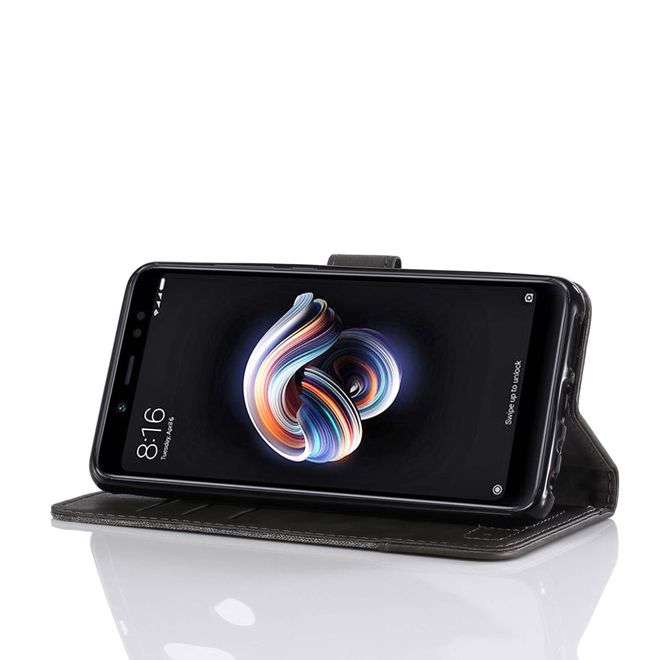 Muxma - Xiaomi Redmi Note 5 Pro Handy Hülle - zweifarbiges Bookcover - mit Standfunktion - grau