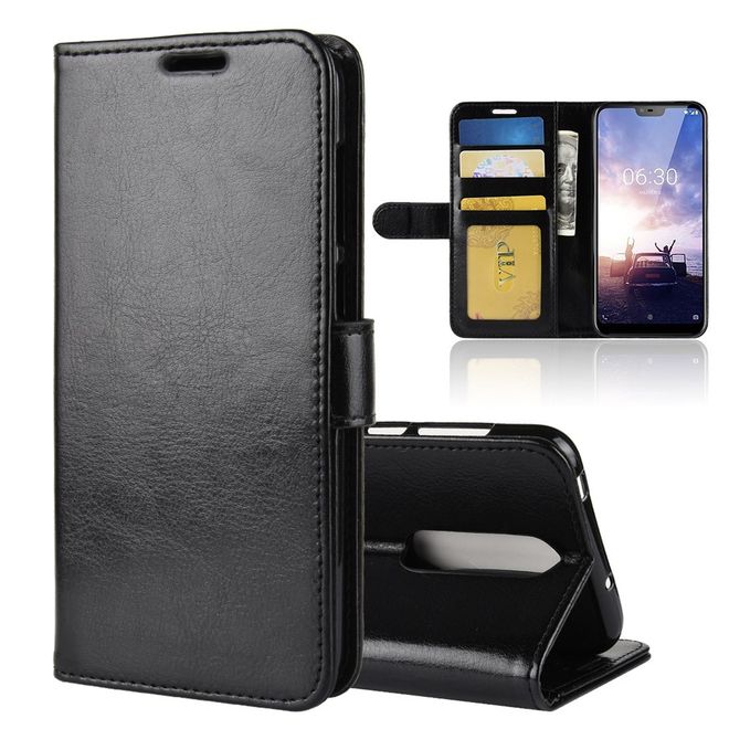 Nokia 6.1 Plus Handyhülle - Crazy Horse II Leder Series Case - schwarz