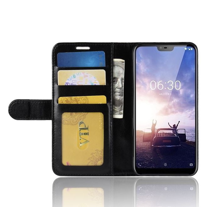 Nokia 6.1 Plus Handyhülle - Crazy Horse II Leder Series Case - schwarz