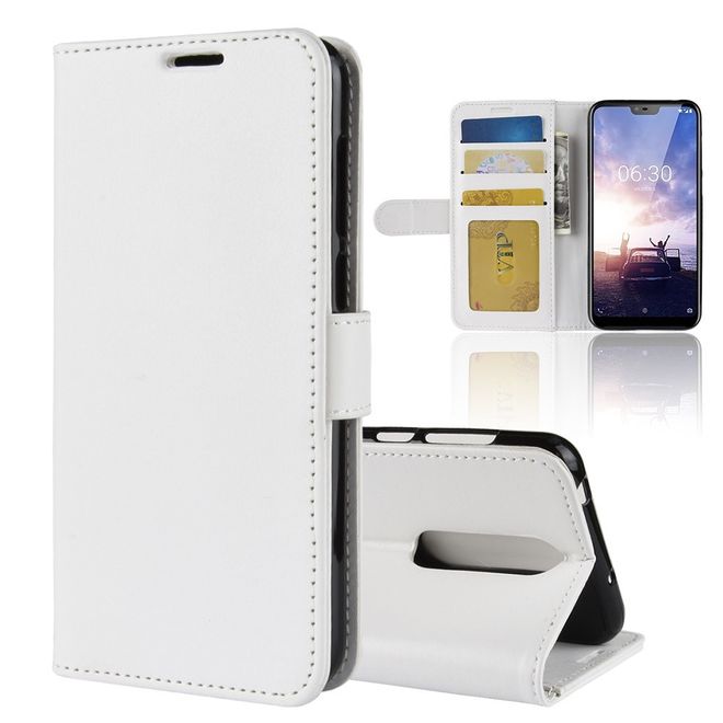 Nokia 6.1 Plus Handyhülle - Crazy Horse II Leder Series Case - weiss