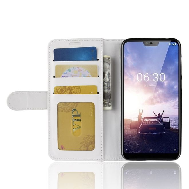 Nokia 6.1 Plus Handyhülle - Crazy Horse II Leder Series Case - weiss