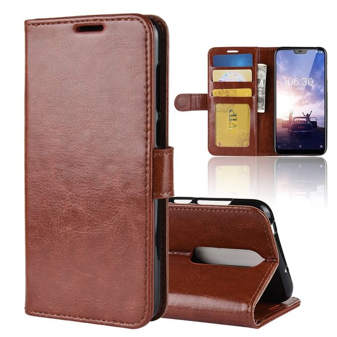 Nokia 6.1 Plus Handyhülle - Crazy Horse II Leder Series Case - braun