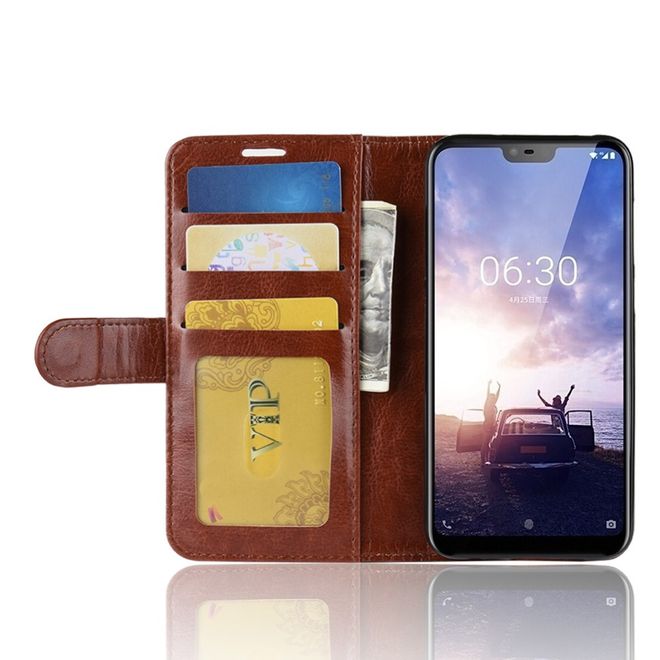 Nokia 6.1 Plus Handyhülle - Crazy Horse II Leder Series Case - braun