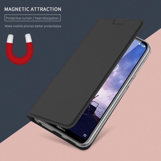 Nokia 6.1 Plus Handy Hülle - Classic Leder Bookcover Series - schwarz