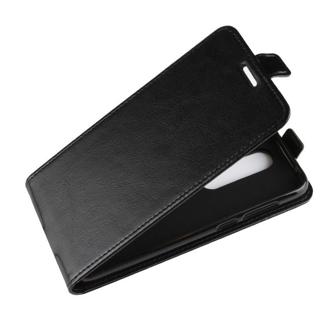 Nokia 6.1 Plus  Handy Hülle - Crazy Horse Flip Leder Series Case - schwarz