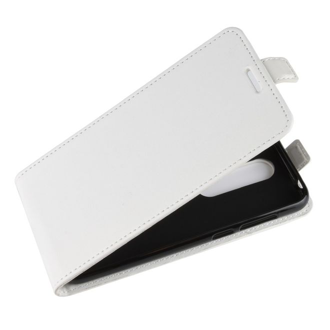 Nokia 6.1 Plus  Handy Hülle - Crazy Horse Flip Leder Series Case - weiss