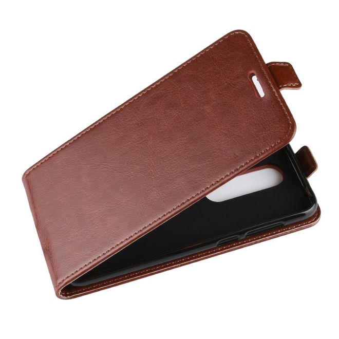 Nokia 6.1 Plus  Handy Hülle - Crazy Horse Flip Leder Series Case - braun