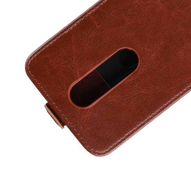 Nokia 6.1 Plus  Handy Hülle - Crazy Horse Flip Leder Series Case - braun