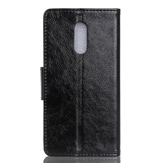Nokia 6.1 Plus Handy Hülle - Classic Echtleder Bookcover Series - schwarz