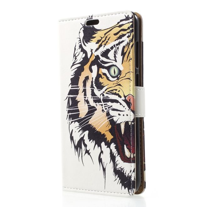Nokia 5.1 Plus Handyhülle - Leder Bookcover Image II Series - Tigermuster