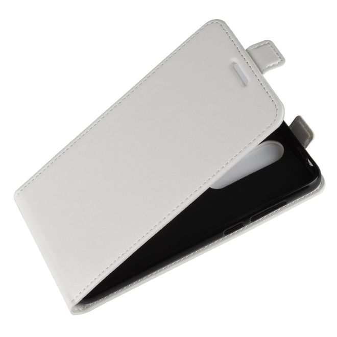 Nokia 5.1 Plus  Handy Hülle - Crazy Horse Flip Leder Series Case - weiss