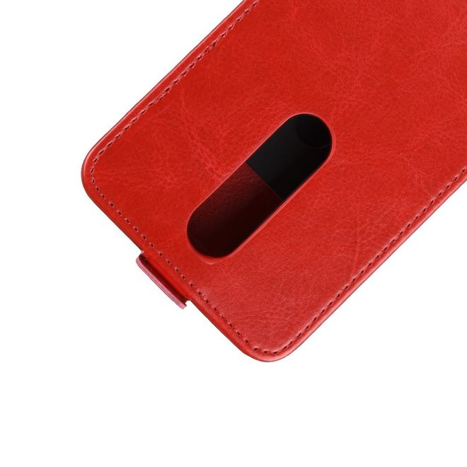 Nokia 5.1 Plus  Handy Hülle - Crazy Horse Flip Leder Series Case - rot