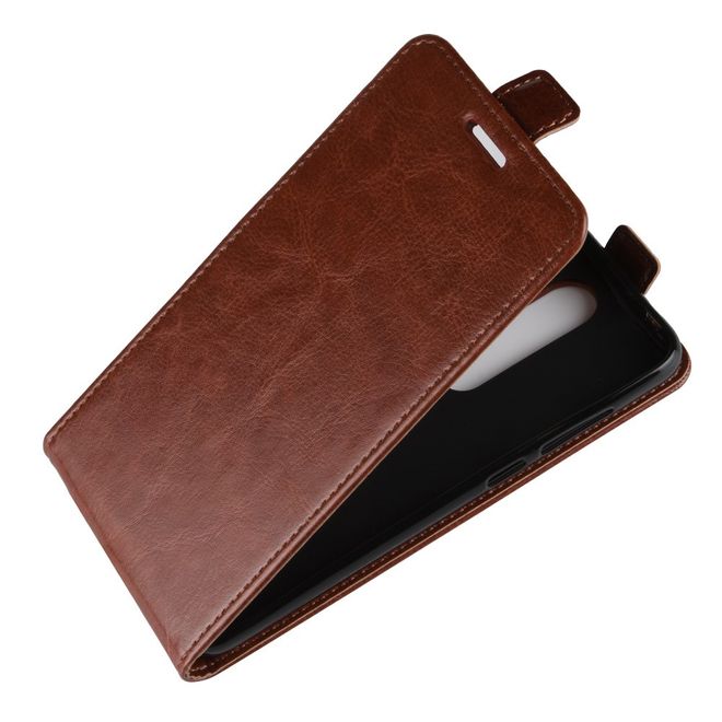 Nokia 5.1 Plus  Handy Hülle - Crazy Horse Flip Leder Series Case - braun