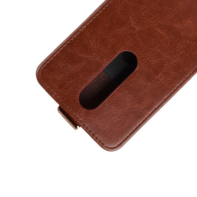 Nokia 5.1 Plus  Handy Hülle - Crazy Horse Flip Leder Series Case - braun