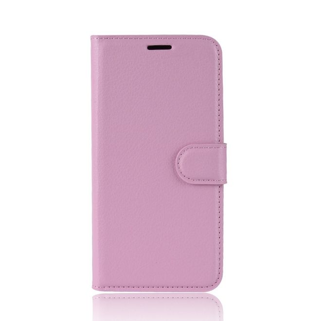 Nokia 5.1 Plus Handy Hülle - Litchi Leder Bookcover Series - pink