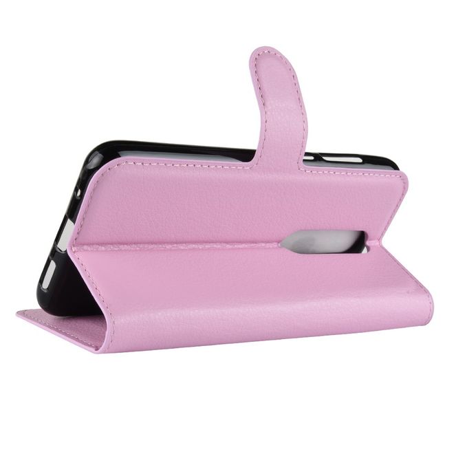 Nokia 5.1 Plus Handy Hülle - Litchi Leder Bookcover Series - pink