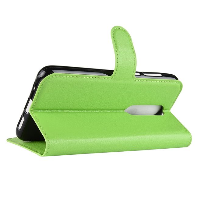 Nokia 5.1 Plus Handy Hülle - Litchi Leder Bookcover Series - grün