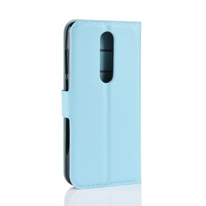 Nokia 5.1 Plus Handy Hülle - Litchi Leder Bookcover Series - hellblau