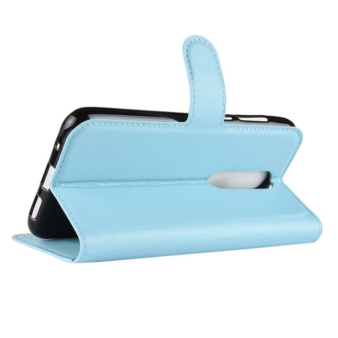 Nokia 5.1 Plus Handy Hülle - Litchi Leder Bookcover Series - hellblau