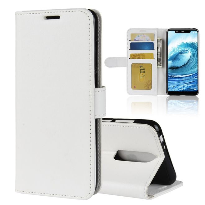 Nokia 5.1 Plus Handyhülle - Crazy Horse II Leder Series Case - weiss