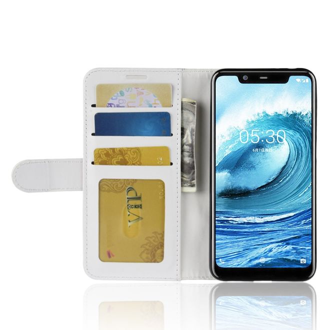 Nokia 5.1 Plus Handyhülle - Crazy Horse II Leder Series Case - weiss