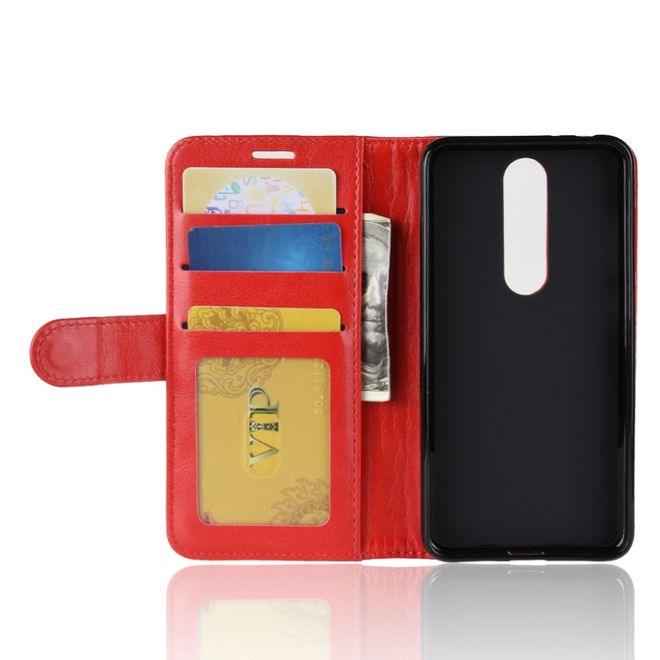 Nokia 5.1 Plus Handyhülle - Crazy Horse II Leder Series Case - rot