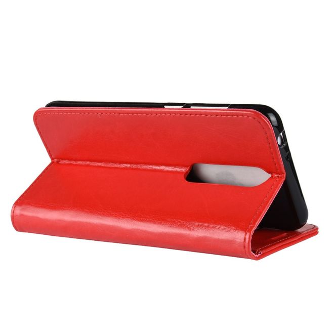 Nokia 5.1 Plus Handyhülle - Crazy Horse II Leder Series Case - rot