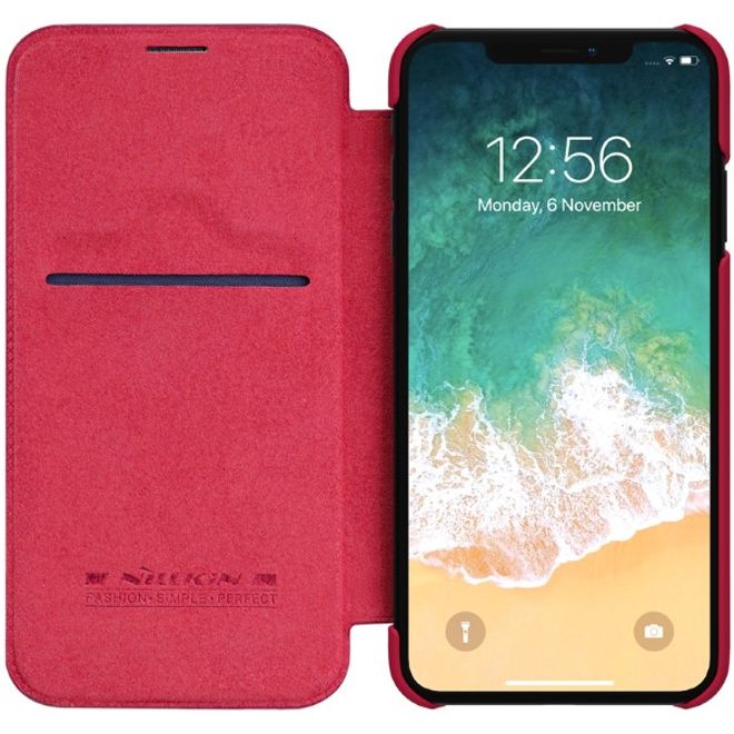 Nillkin - iPhone XS Max Hülle - Leder Book Case - Qin Series - rot