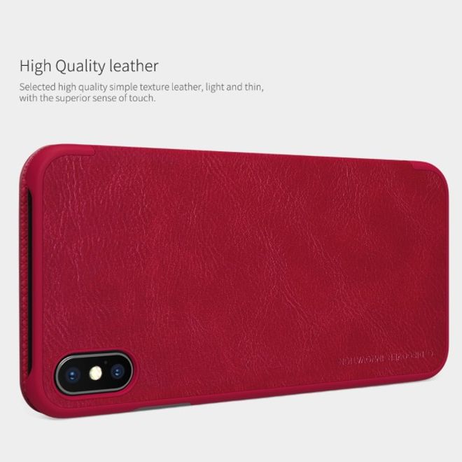 Nillkin - iPhone XS Max Hülle - Leder Book Case - Qin Series - rot
