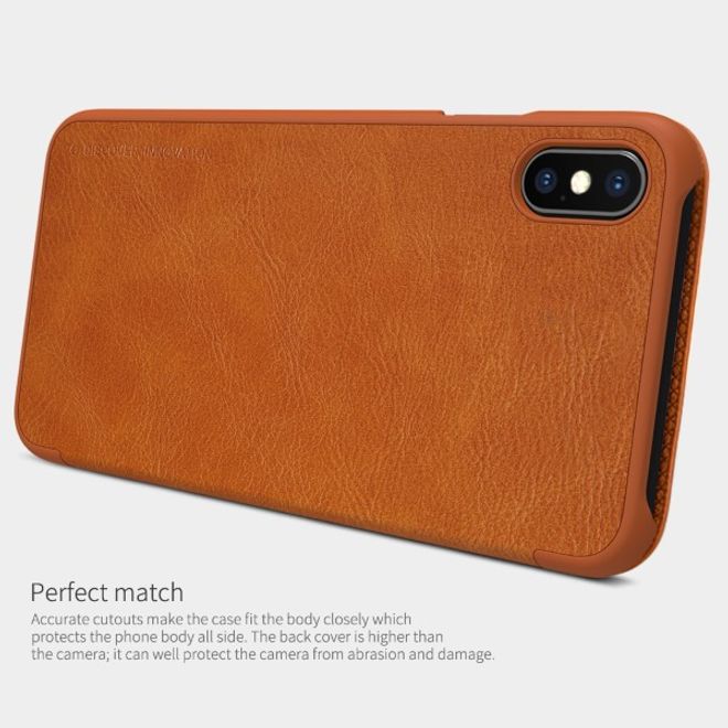 Nillkin - iPhone XS Max Hülle - Leder Book Case - Qin Series - rot
