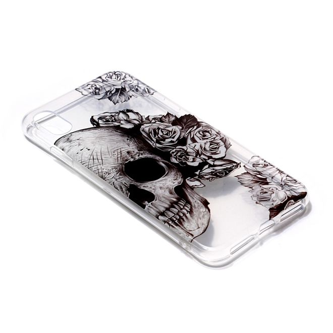iPhone XS / X Phone Case - Softcase Image Plastic Series - Skull and Roses