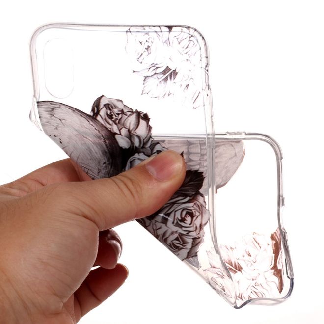 iPhone XS / X Phone Case - Softcase Image Plastic Series - Skull and Roses