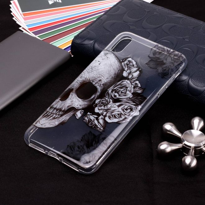 iPhone XS / X Phone Case - Softcase Image Plastic Series - Skull and Roses
