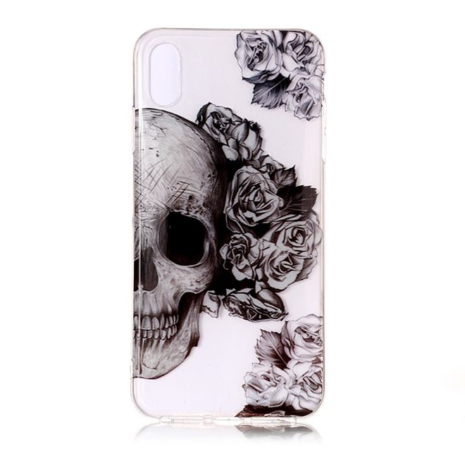 iPhone XS / X Phone Case - Softcase Image Plastic Series - Skull and Roses